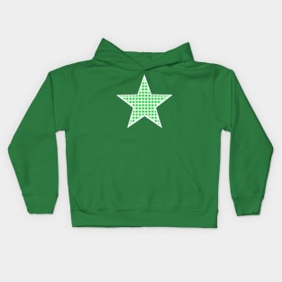 Green and White Gingham Star Kids Hoodie